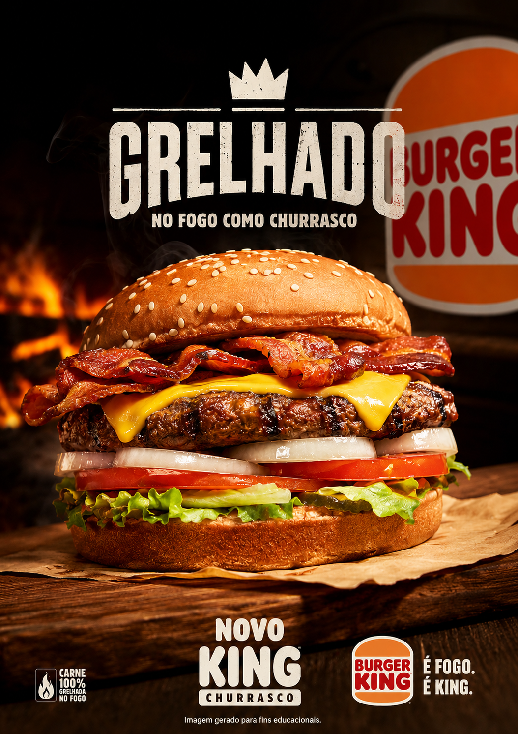 Campanha publicitária do Burger King gerada com Inteligência Artificial — Novo King Churrasco